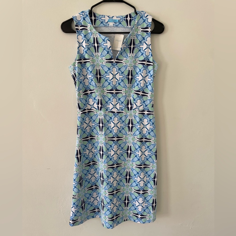 J.McLaughlin Veronica Catalina Cloth Blue Green Geo Print Sleeveless XS